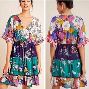 Anthropologie Nettie Tiered Mini Dress